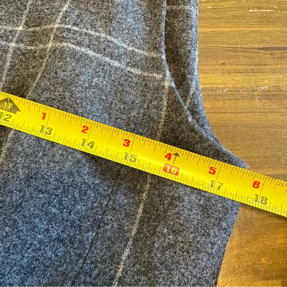 Eileen Fisher Windowpane Wool Sweater Longline Vest Charcoal Plaid Gray Academia - Picture 9 of 12